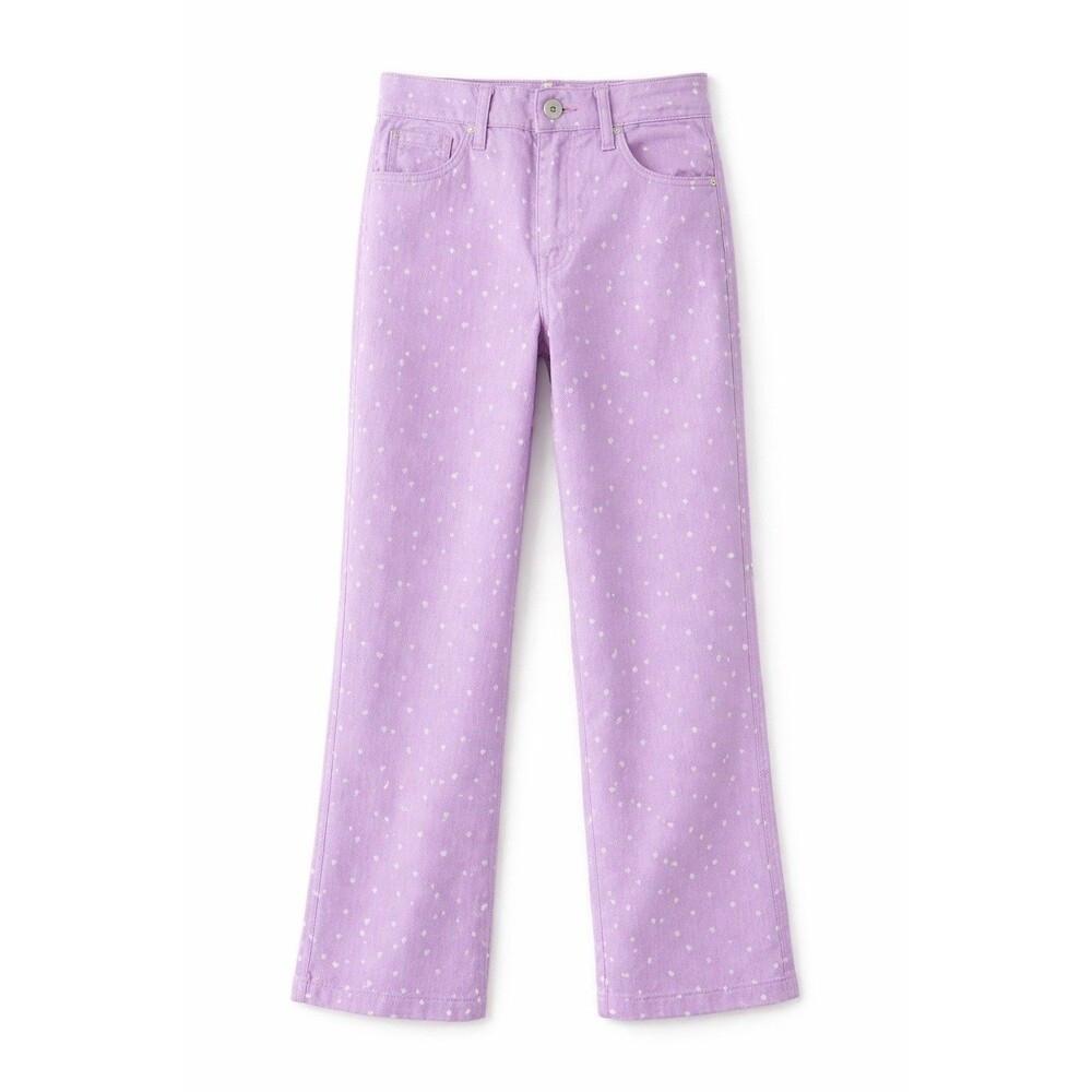 Girls Lavender Heart Print Pants Straight Leg Mid Rise Size 14 NWT
